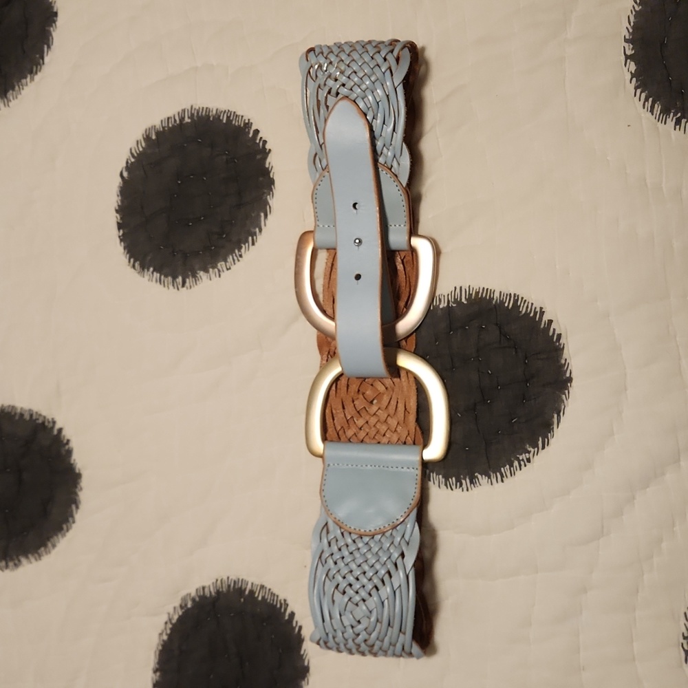 Leather woven belt